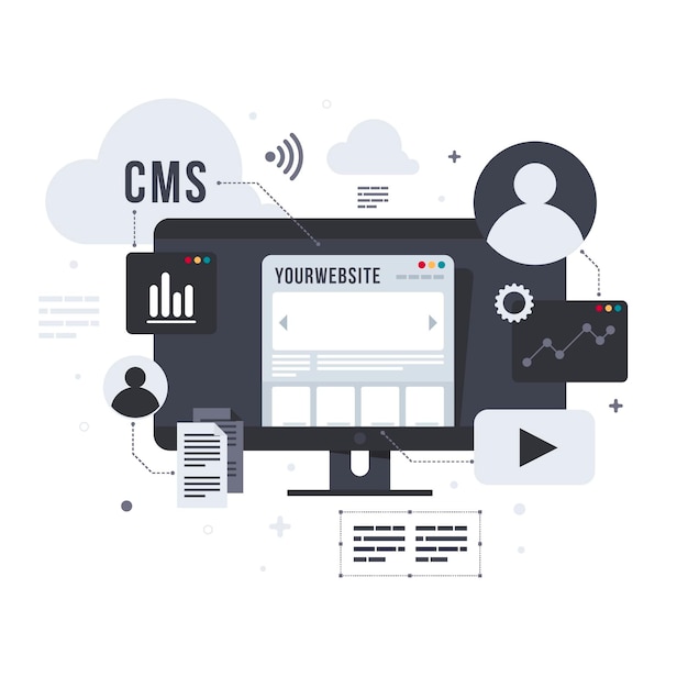 Vecteur gratuit illustration de concept cms au design plat