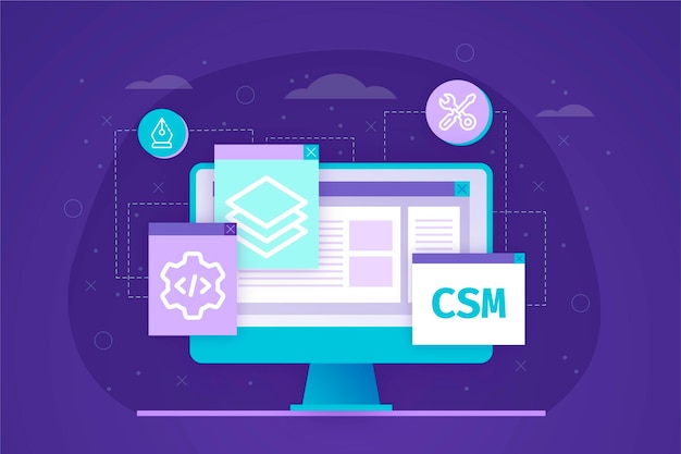 Illustration de concept de cms plat