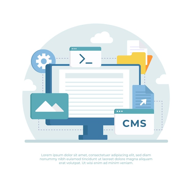 Vecteur gratuit illustration de concept de cms plat