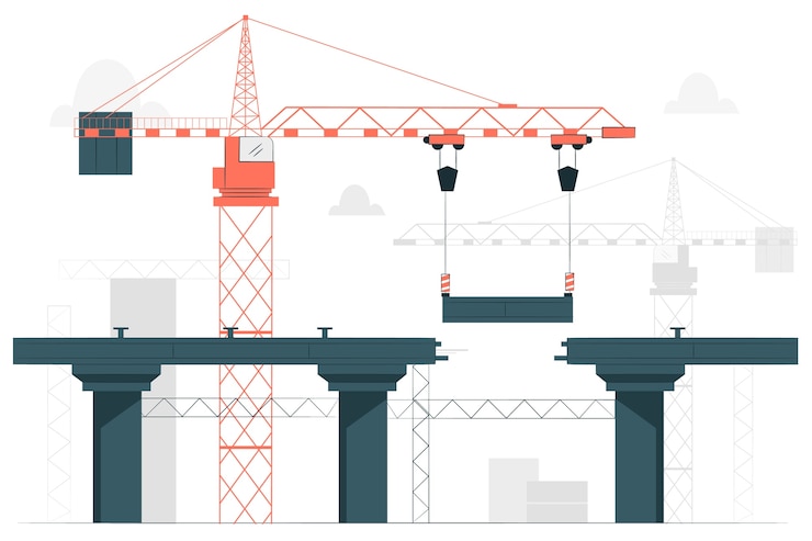 Vecteur gratuit illustration de concept de construction de pont