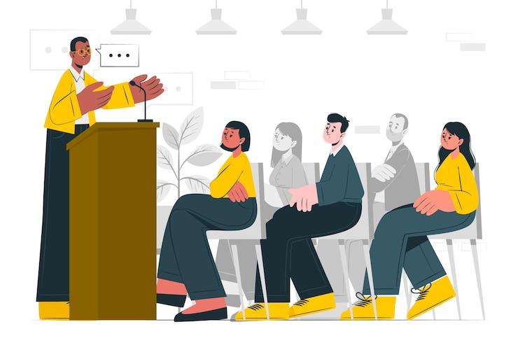 Vecteur gratuit illustration de concept de conversation publique