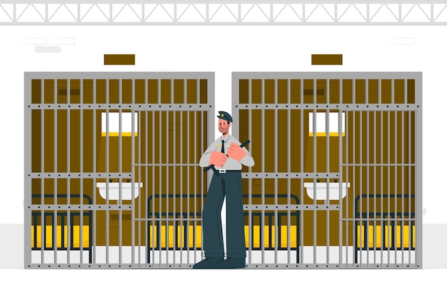 Vecteur gratuit illustration de concept de couloir de prison