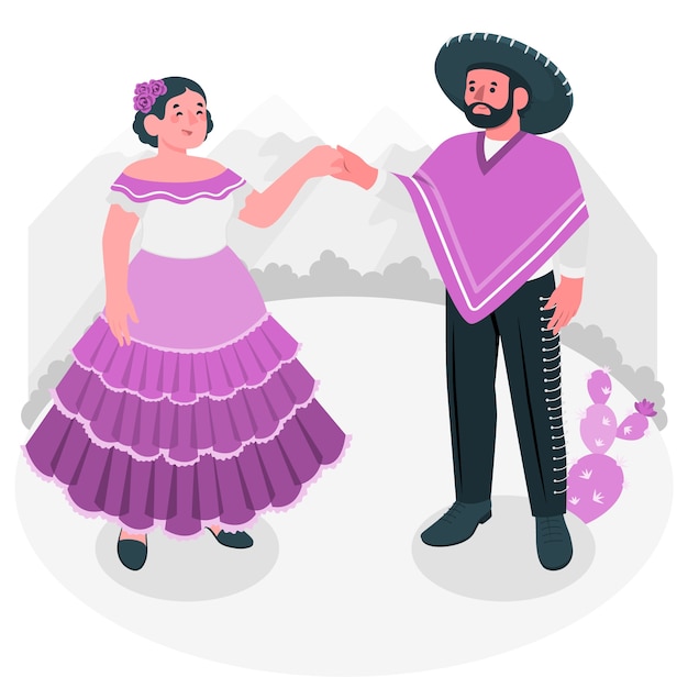 Vecteur gratuit illustration de concept de couple mexicain