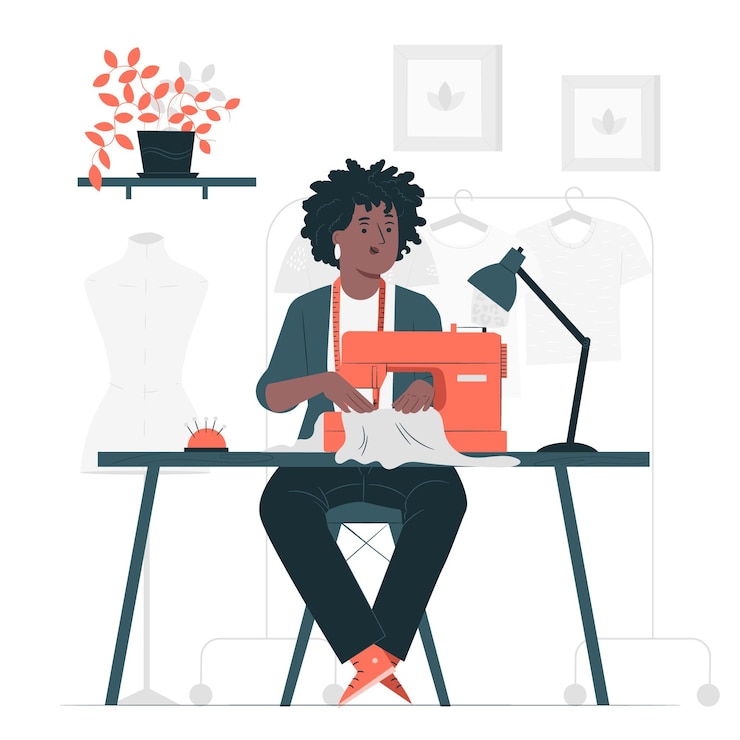 Vecteur gratuit illustration de concept de couturière