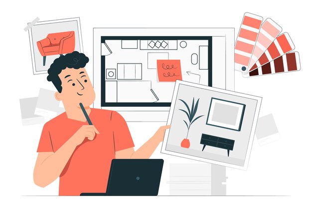 Illustration de concept de design d'intérieur