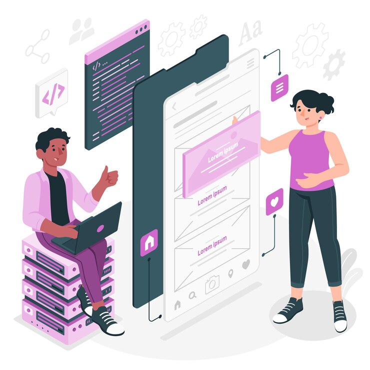 Vecteur gratuit illustration de concept de développement d'applications
