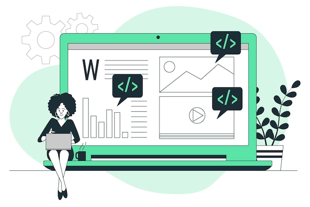 Vecteur gratuit illustration de concept de développement de code faible