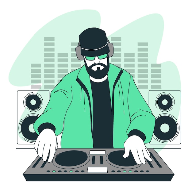 Vecteur gratuit illustration de concept de disc-jockey