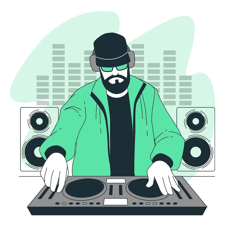 Vecteur gratuit illustration de concept de disc jockey