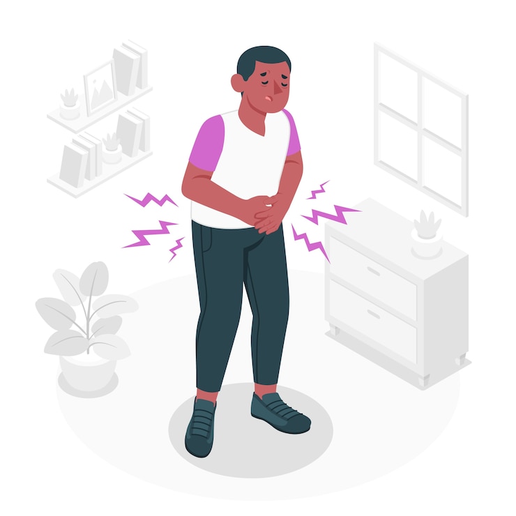 Vecteur gratuit illustration de concept de douleur abdominale