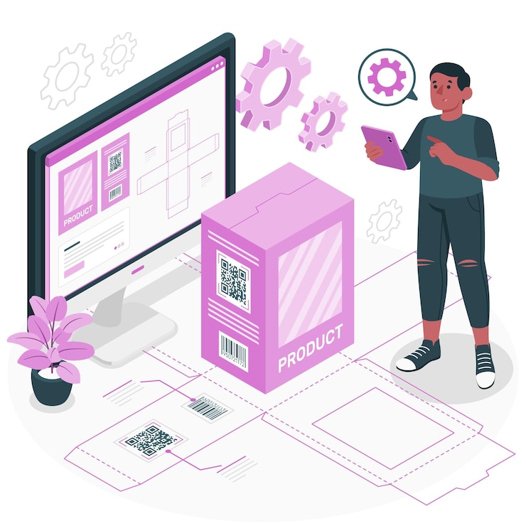 Vecteur gratuit illustration de concept d'emballage numérique