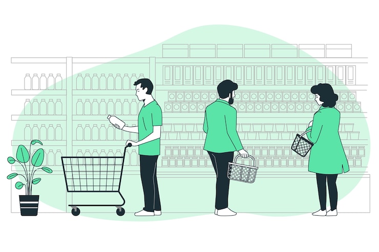 Vecteur gratuit illustration de concept d'épicerie