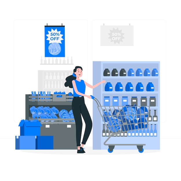 Vecteur gratuit illustration de concept d'épicerie