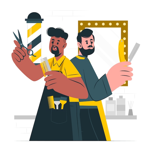 Vecteur gratuit illustration de concept d'équipe de salon de coiffure