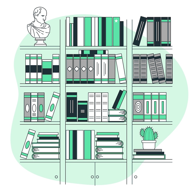 Vecteur gratuit illustration de concept d'étagère de bibliothèque
