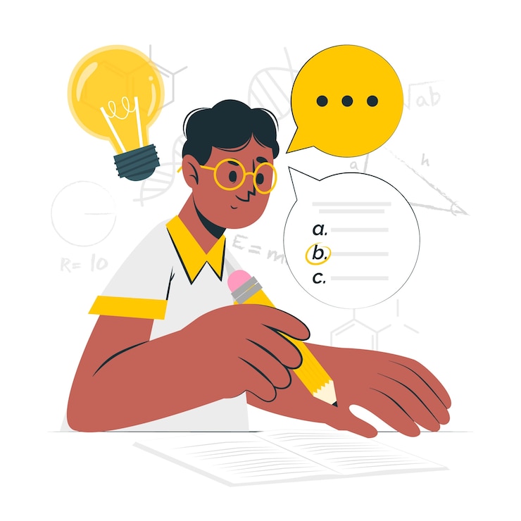 Vecteur gratuit illustration de concept d'examen d'entrée au collège