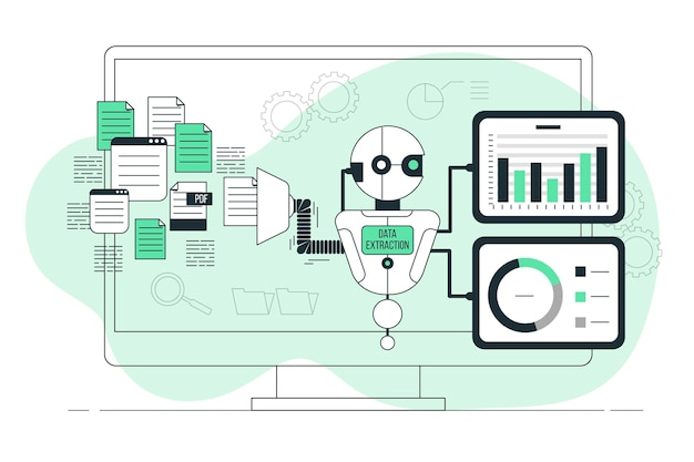 Vecteur gratuit illustration de concept d'extraction de données