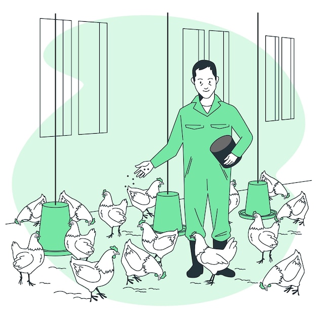 Vecteur gratuit illustration de concept de ferme de poulet