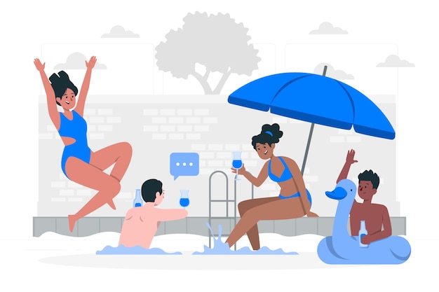 Vecteur gratuit illustration de concept de fête de piscine