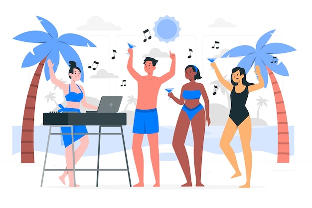 Vecteur gratuit illustration de concept de fête de plage