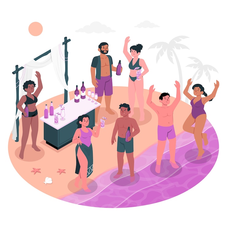 Vecteur gratuit illustration de concept de fête de plage