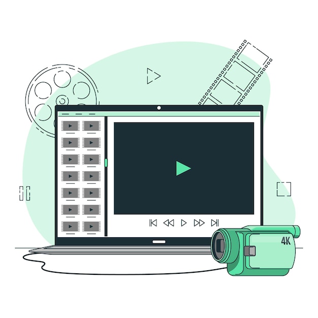 Vecteur gratuit illustration de concept de fichiers vidéo