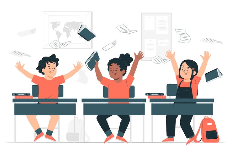 Vecteur gratuit illustration de concept de fin d'école