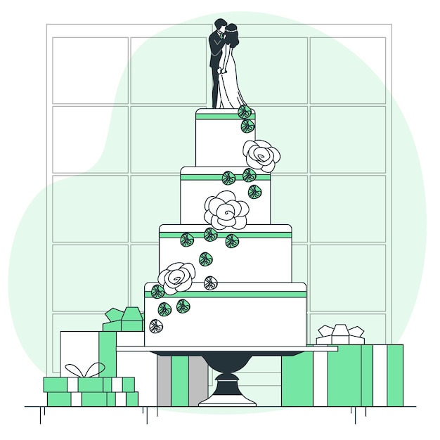 Vecteur gratuit illustration de concept de gâteau de mariage