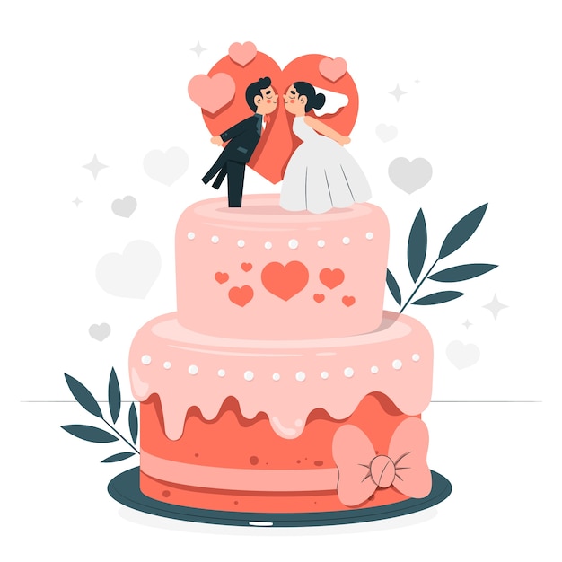 Vecteur gratuit illustration de concept de gâteau de mariage