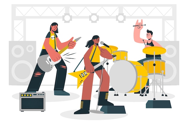 Vecteur gratuit illustration de concept de groupe de rock