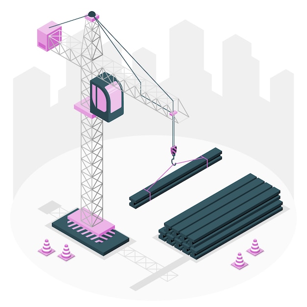 Vecteur gratuit illustration de concept de grue de construction