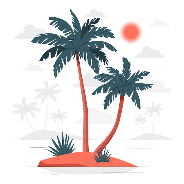 Vecteur gratuit illustration de concept d'île de palmier