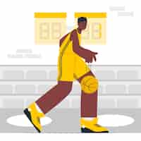 Vecteur gratuit illustration de concept de joueur de basket-ball noir design plat