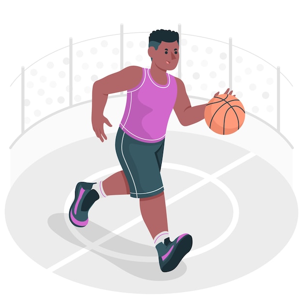Vecteur gratuit illustration de concept de joueur de basket-ball noir