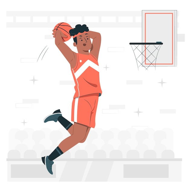Vecteur gratuit illustration de concept de joueur de basket-ball noir