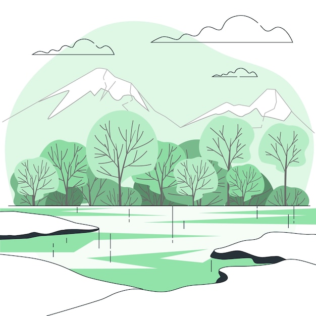 Vecteur gratuit illustration de concept de lac gelé