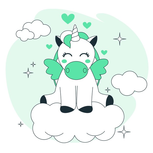 Vecteur gratuit illustration de concept de licorne mignon