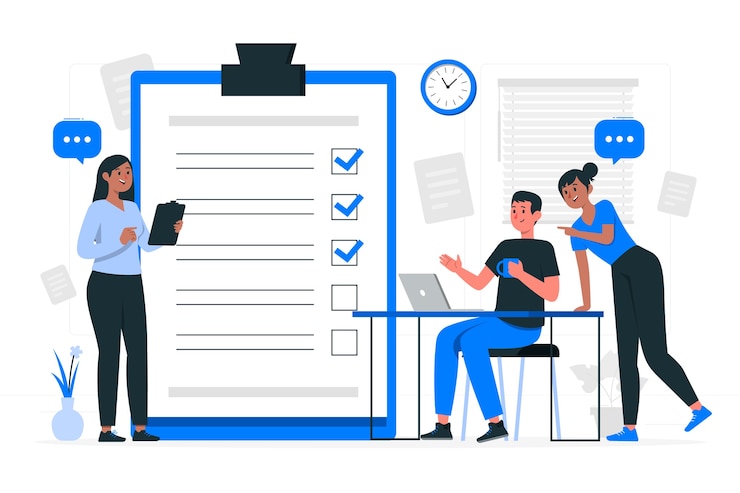 Vecteur gratuit illustration de concept de liste de contrôle d'équipe