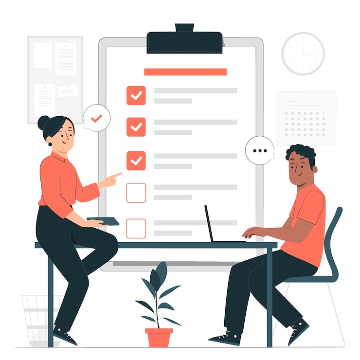Vecteur gratuit illustration de concept de liste de contrôle d'équipe