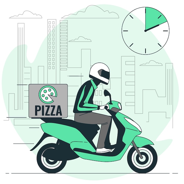 Vecteur gratuit illustration de concept de livraison de pizza