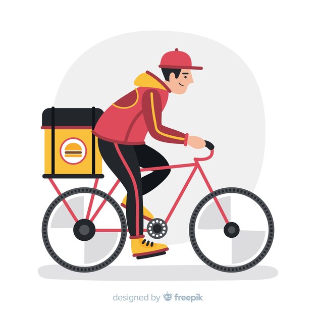 Illustration de concept de livraison vélo dessinés à la main
