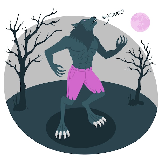 Vecteur gratuit illustration de concept de loup-garou