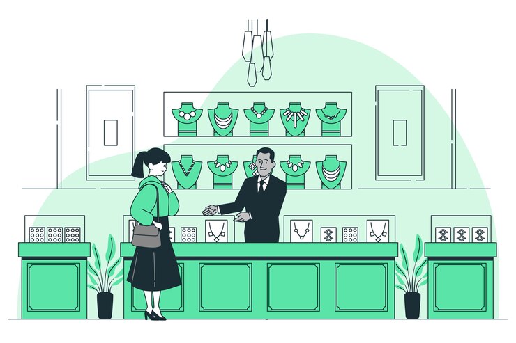 Vecteur gratuit illustration de concept de magasin de bijoux