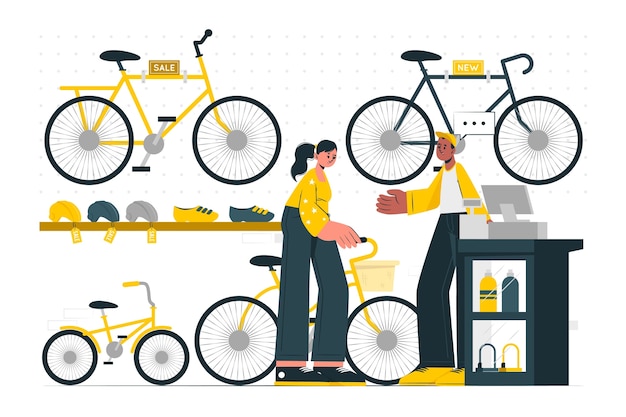 Vecteur gratuit illustration de concept de magasin de vélos