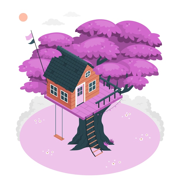 Vecteur gratuit illustration de concept de maison dans les arbres