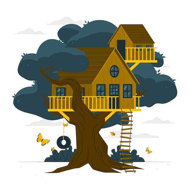Vecteur gratuit illustration de concept de maison dans les arbres