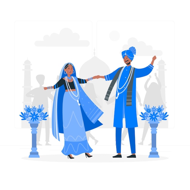 Vecteur gratuit illustration de concept de mariage indien