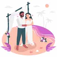 Vecteur gratuit illustration de concept de mariage de plage
