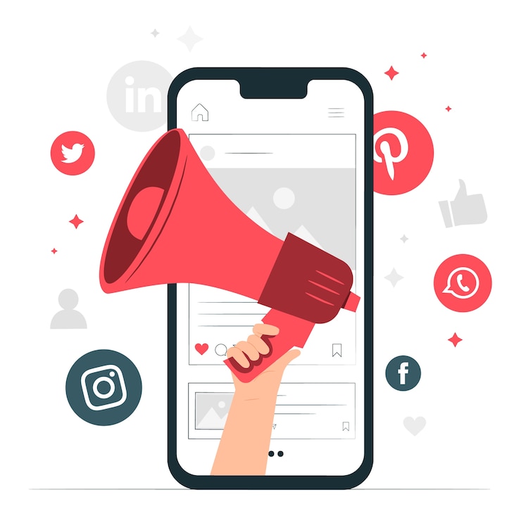 Vecteur gratuit illustration de concept de marketing mobile
