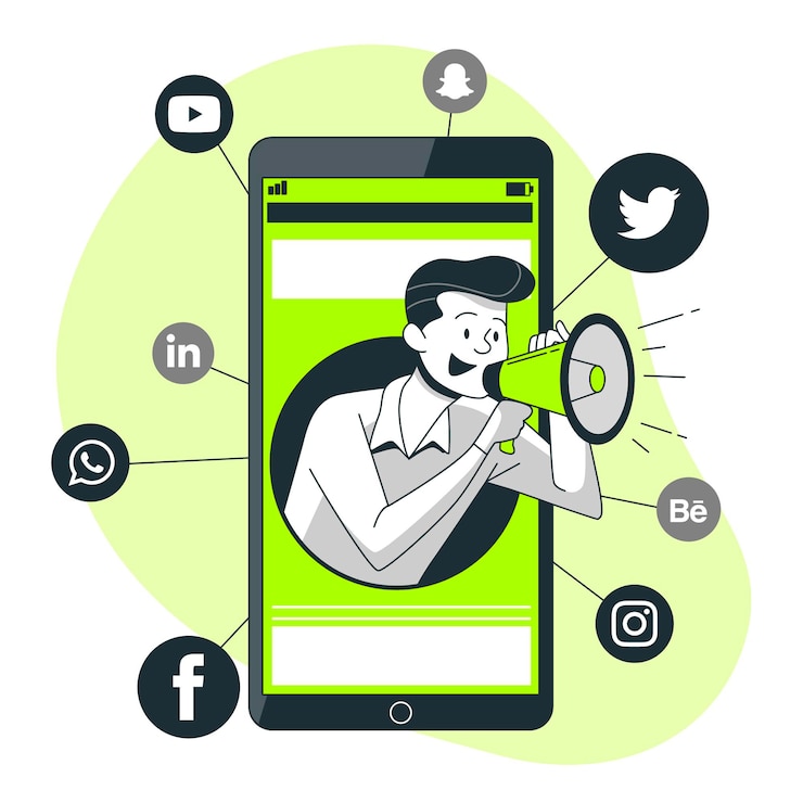Vecteur gratuit illustration de concept de marketing mobile